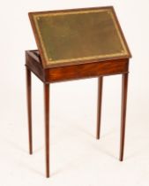 A George IV mahogany reading table, the leather hinged slope with ratchet support,