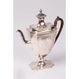 A George III silver coffee pot, John Robins, London 1795, of vase shape with incurved corners,
