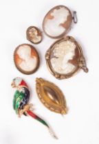 A costume jewellery brooch of parrot form, Attwood & Sawyer, 9cm long,