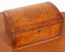 A William & Mary walnut lace box, the whole inlaid marquetry flowers, foliage, etc.