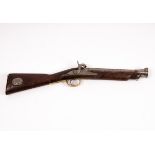 A percussion cap blunderbuss, with brass trigger guard and steel ramrod,