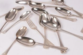 A matched set of eleven 18th Century Hanoverian pattern silver table spoons,