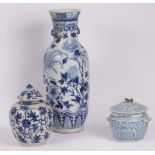 A large Chinese blue and white vase,