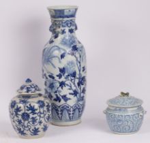 A large Chinese blue and white vase,