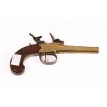 A Queen Anne flintlock pistol by Griffin, London, with turn off barrel, brass mounted,