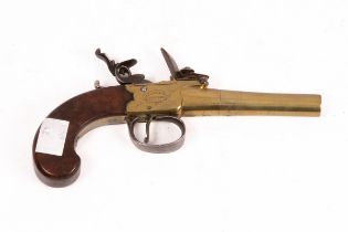 A Queen Anne flintlock pistol by Griffin, London, with turn off barrel, brass mounted,