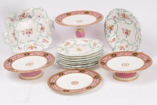 An English porcelain part dessert service, early 19th Century,