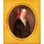 English School, 19th Century/Portrait Miniature of a Young Woman/half-length,