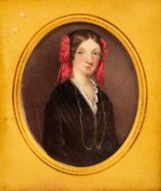 English School, 19th Century/Portrait Miniature of a Young Woman/half-length,