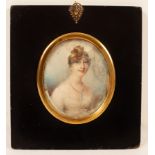 English School, 18th Century/Portrait Miniature of a Young Woman/bust length,