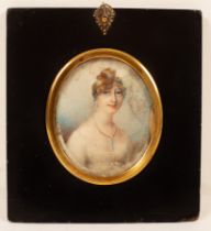 English School, 18th Century/Portrait Miniature of a Young Woman/bust length,