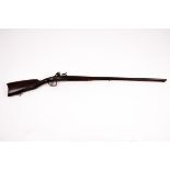 A double-barrel flintlock muzzle loading shotgun with shaped trigger guard,