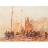 Hector Caffieri (1847-1932)/Landing the Catch, Boulogne/signed lower right/watercolour, 25.