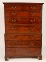A Georgian mahogany tallboy chest, fitted six long and two short drawers on ogee bracket feet,