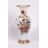 An opaline glass vase, mid-19th Century, painted with flower sprays,
