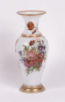 An opaline glass vase, mid-19th Century, painted with flower sprays,