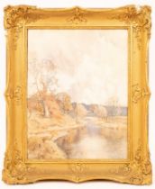 Louis Burleigh Bruhl (1861-1942)/River Landscape/signed/watercolour,