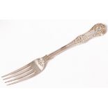 A quantity of silver Queens pattern flatware, twenty-one table forks, Francis Higgins,