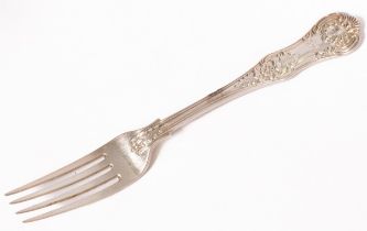 A quantity of silver Queens pattern flatware, twenty-one table forks, Francis Higgins,