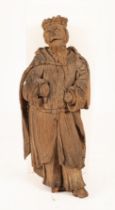 A wooden carved figure of a king,