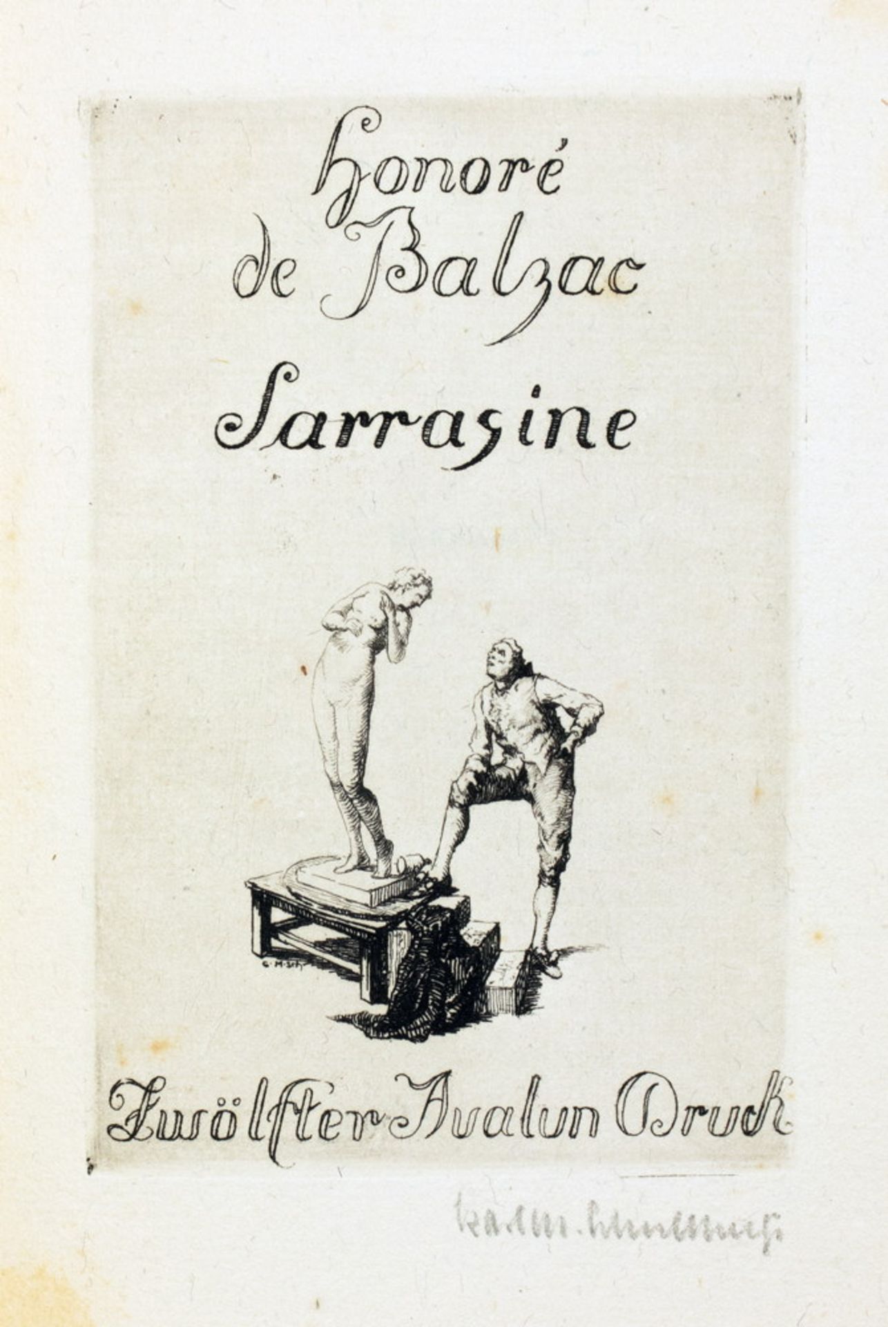 Avalun-Drucke - Honoré de Balzac. Sarrasine.