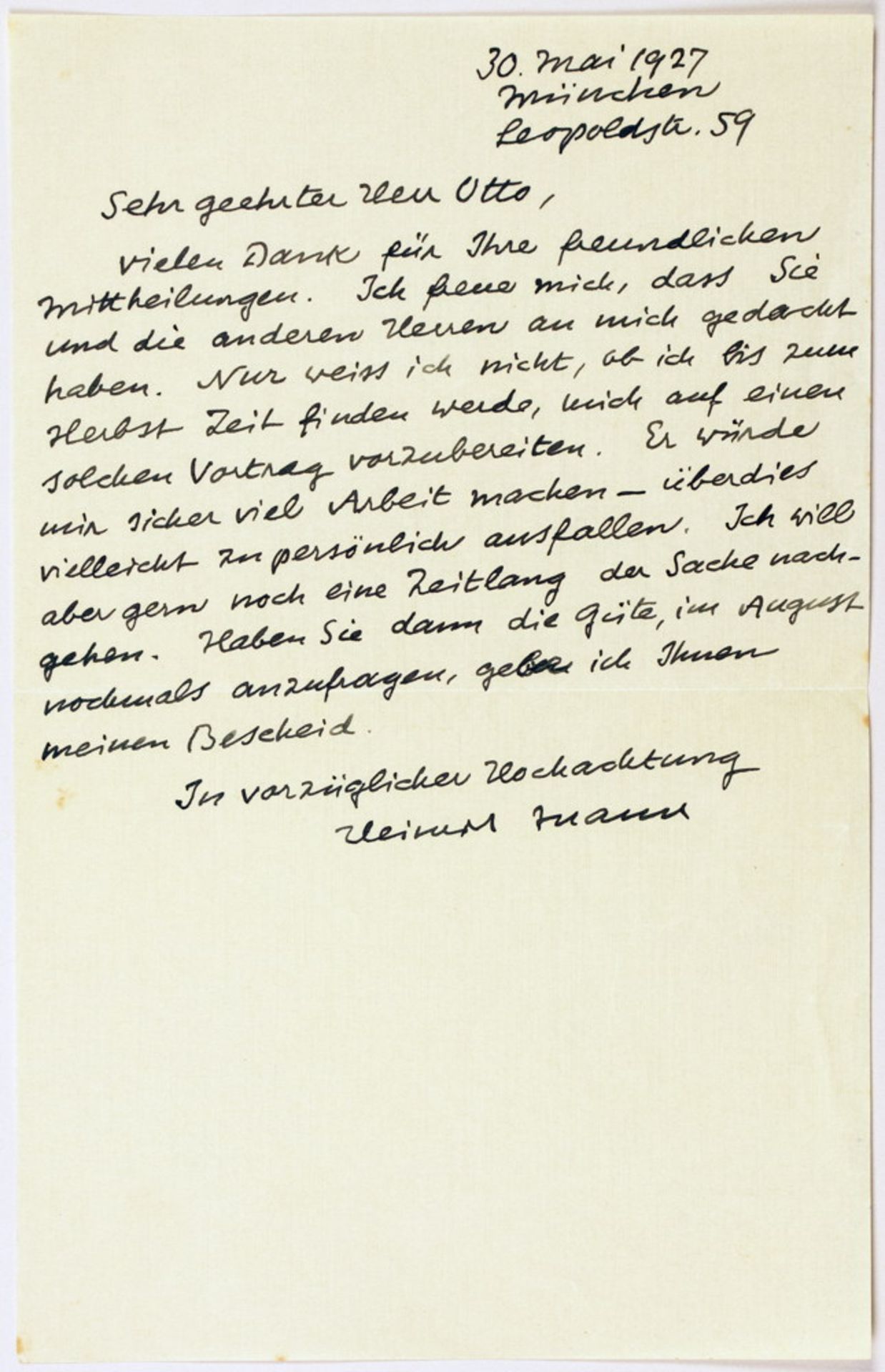 Heinrich Mann. Zwei eigenhändige Briefe mit Unterschrift,
