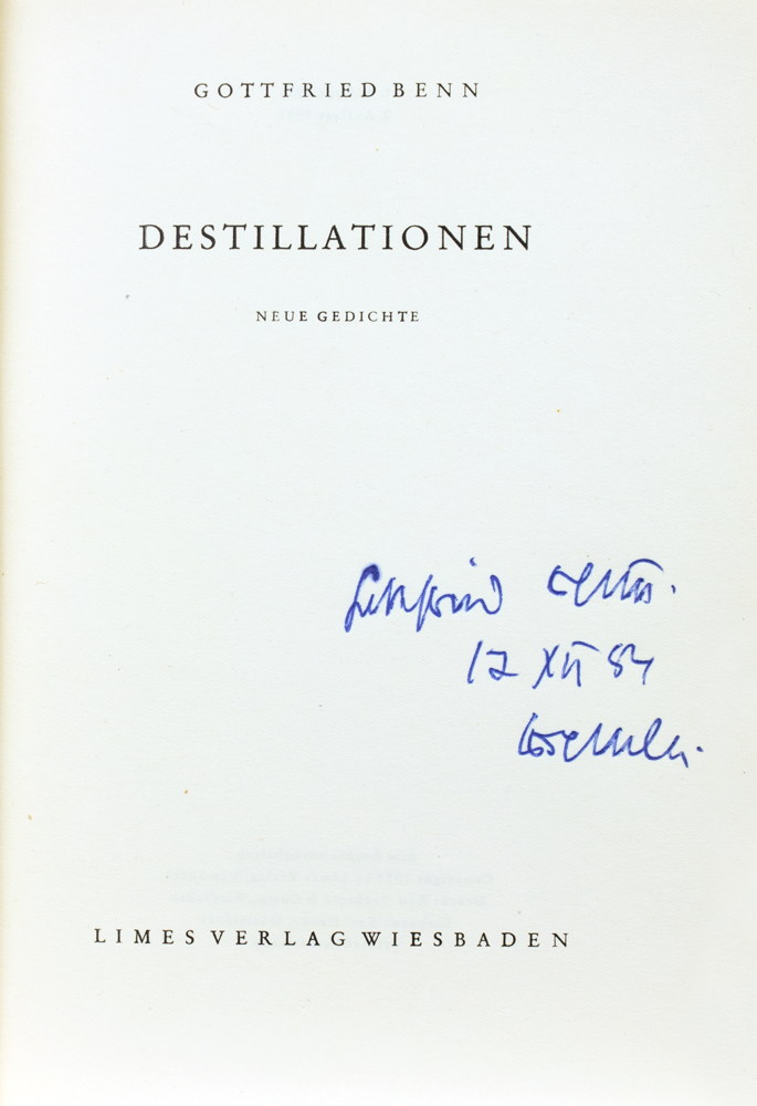 Gottfried Benn. Destillationen.