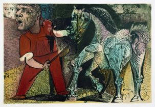 Pablo Picasso. Cheval et dompteur dans le piste de cirque.