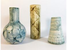 Three Carn pottery vases, including John Beusmans