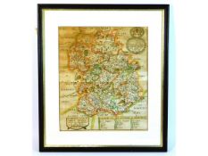 A framed Richard Blome map of Shropshire, dated 16