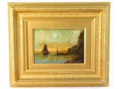 An unsigned 19thC. gilt framed oil on panel depict