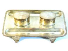 An Edwardian 1908 London silver pen & ink stand by