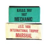 A British Drivers Racing Club 1937 Mechanic arm ba