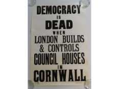 A 1950's Cornwall related political poster "Democr
