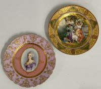 A good 19thC. Austrian porcelain cabinet plate with fine decoration & gilding, beehive mark to rear,