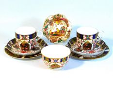 Two Royal Crown Derby imari trios with a matching