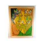 A framed oil painting by Marjana Wjasnova, also kn