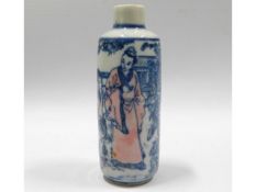 A Chinese porcelain snuff bottle, blue six charact