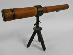 A Davidson's leather bound brass telescope, once t