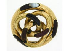 A gold plated brooch a/f, 37mm diameter, 17.9g