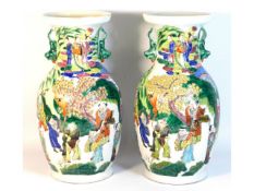 A pair of large Chinese porcelain vases with figur