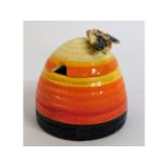 A Clarice Cliff Bizarre banded honey pot & cover,