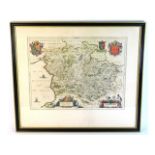 A 17thC. framed map of Montgomeryshire in Wales by