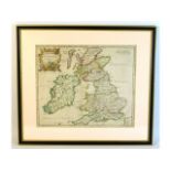 An early 18thC. framed map of Britannia by Robert