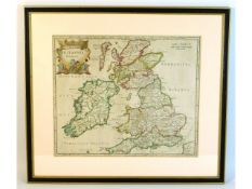 An early 18thC. framed map of Britannia by Robert