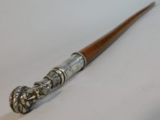 A figurative Malacca cane with detailed figurative