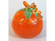A Clarice Cliff marmalade pot & cover, 4.25in tall