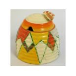 A Clarice Cliff Bizarre geometric honey pot & cove