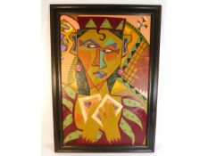 A framed oil painting by Marjana Wjasnova, also kn