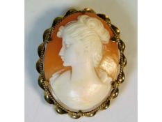 A 9t gold mounted cameo brooch by Ejay & Co. 38mm